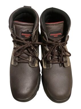 Skechers Brown Lace-Up Men's Work Boots steel toe